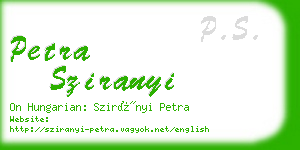 petra sziranyi business card